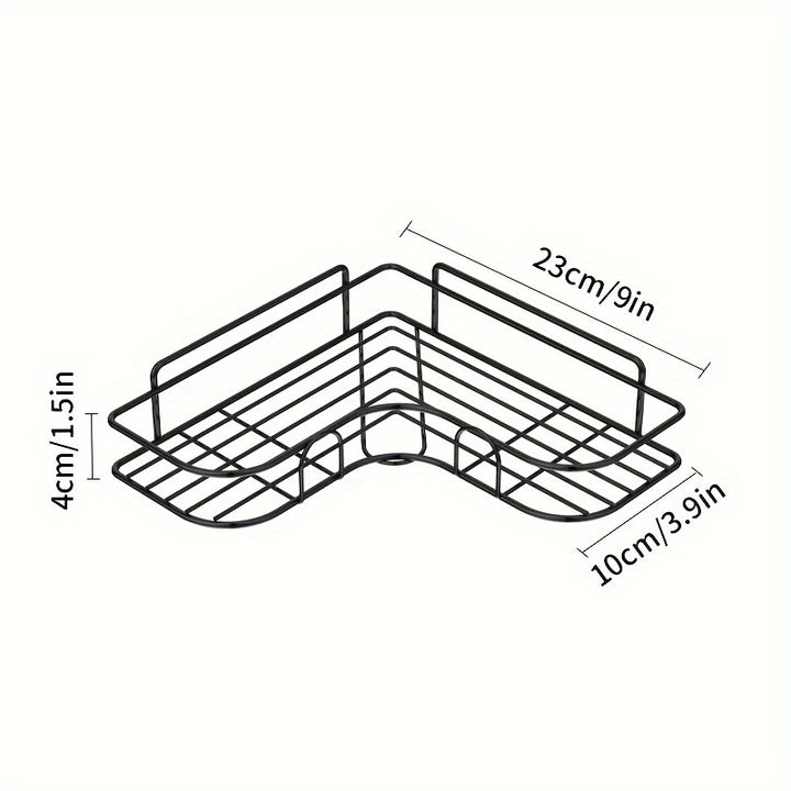 Estante de esquina montado en la pared sin perforaciones 1 pieza - Estante de almacenamiento para baño para inodoro, champú, loción y cosméticos - Accesorios de baño