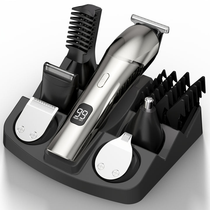 10-in-1 Men's Grooming Kit - Cordless Beard Trimmer, Hair Clippers, Body & Nose Hair Trimmer with Precision Blades, USB Rechargeable, 600mAh Lithium Battery, Includes Charging Stand - Ideal Gift for Him, Barber Accessories