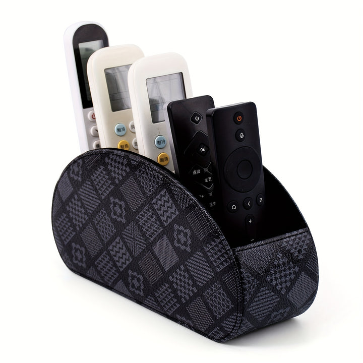 [5 Grid Partition Storage Box] Storage Box For SANQIAWNAN5 Grid Partition PU Remote Control Holder, Multifunctional Desktop Storage Box, Storage For TV Remote Control, Media Equipment Remote Control, Pen Holder, Brush Holder,