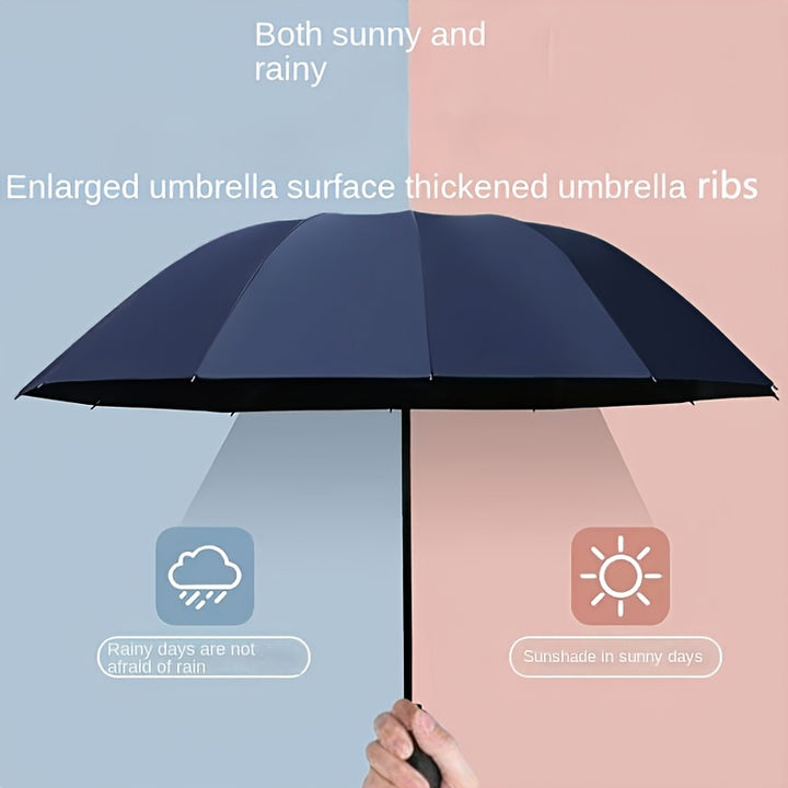 12 Ribs Extra Large Windproof Waterproof Folding Umbrella for Rainy and Sunny Day Travel