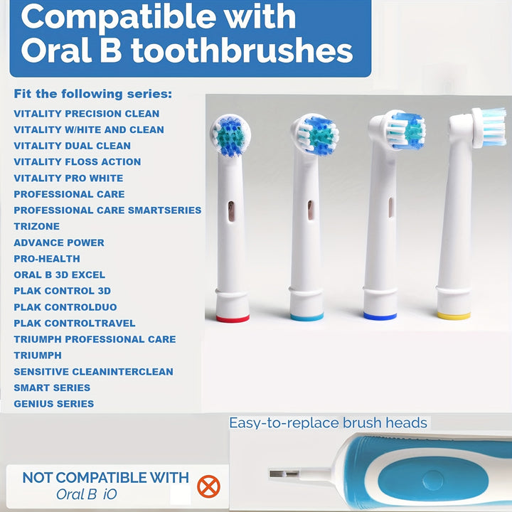 Replacement Heads for Electric Toothbrushes, Available in Packs of 4, 8, Or 16, Compatible with Oral B Models.