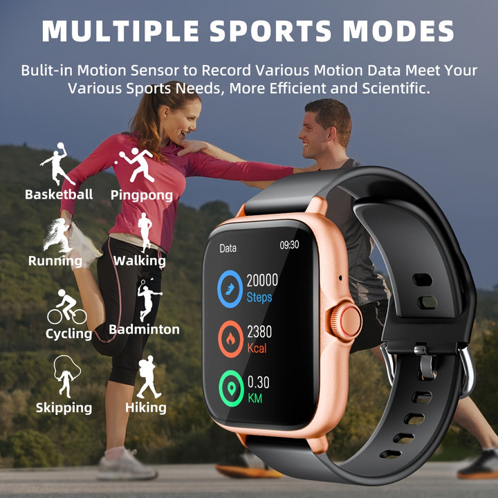 Montre de sport intelligente, écran tactile complet de 1,83'' avec messages, réponse et appel, surveillance du sommeil, podomètre sportif, alertes d'information, pour iPhone et téléphones Android, montre de fitness pour femmes, hommes et amis.