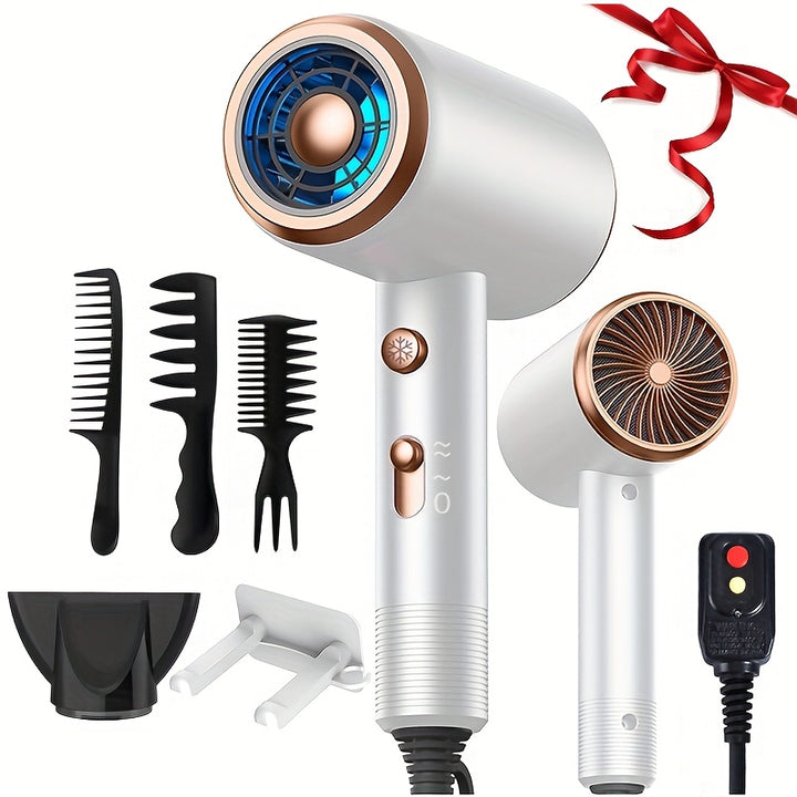 [Ionic Hair Dryer] 1800W Ionic Hair Dryer with Diffuser | 2 Speeds, 3 Heating and Cooling Buttons | For Straight and Curly Hair | Home, Travel, and Salon Use