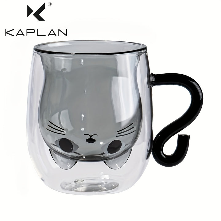 Charming Cat-Themed 9oz Glass Mug - Double Wall Insulated, Lead-Free Borosilicate Coffee Cup with Handle - Perfect Gift for Cat Lovers, Women, Teachers & Friends Cat Mug