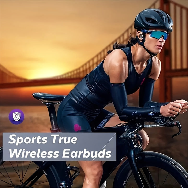 Dual-LED Display Wireless Running Earbuds with Earhooks, Noise Cancelling, Pure Bass Sound, and Built-in Microphone by LIFEBEE