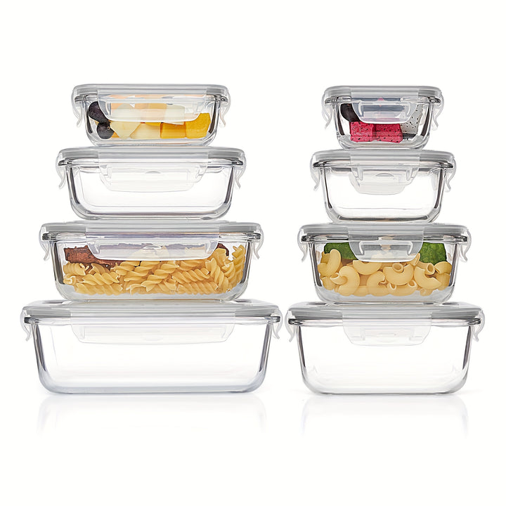 8pcs Glass Food Storage Containers, Meal Prep, Airtight Bento Boxes with Leak Proof Locking Lids, for Microwave, Lunch Boxes, Oven, Freezer And Dishwasher, BPA Free