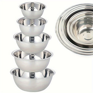 Edelstahl 5-teiliges Mischschalen-Set - Kochschale mit Skala - Ideal zum Kochen, Backen, Vorbereiten, Haushaltsküche Kochbecken