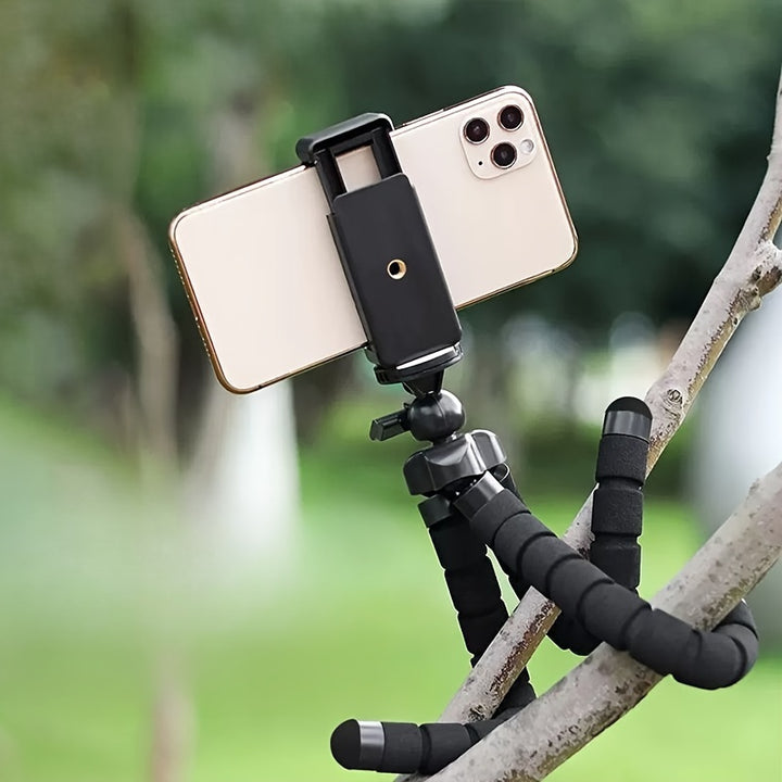 Flexible Octopus Tripod, Small Phone & Camera Holder with Sponge Grip, 360° Rotatable Mini Octopus Stand for Photography and Videography, Portable and Adjustable Bracket with Universal Clip