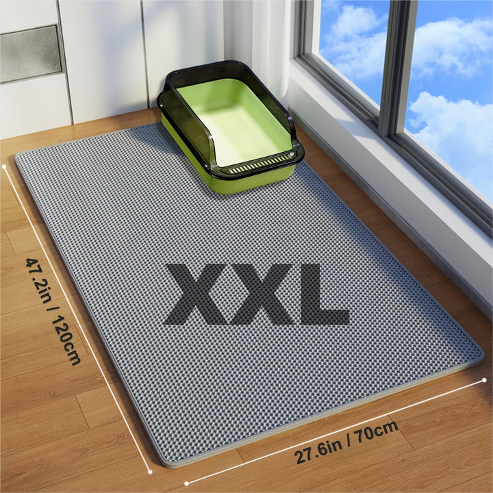 Extra-Large Double-Layer Cat Litter Mat Made of EVA Material, Designed to Prevent Splashes And Leaks, Keeping Litter Contained. It Is Non-Slip, Washable, Waterproof, Odor-Resistant, And Easy to Clean - Perfect for Litter Boxe