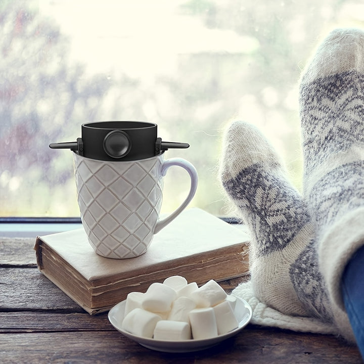 1pc Portable Pour Over Coffee Dripper, Reusable Stainless Steel Infuser with Folding Design, Plastic Material, Black, Manual Coffee Maker | Portable Infuser | Stainless Steel Dripper