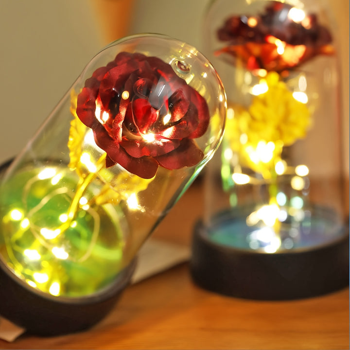 Romantic Red Rose LED Night Light - Battery-Powered, Modern Floral Decorative Lamp for Bedroom & Party Ambiance