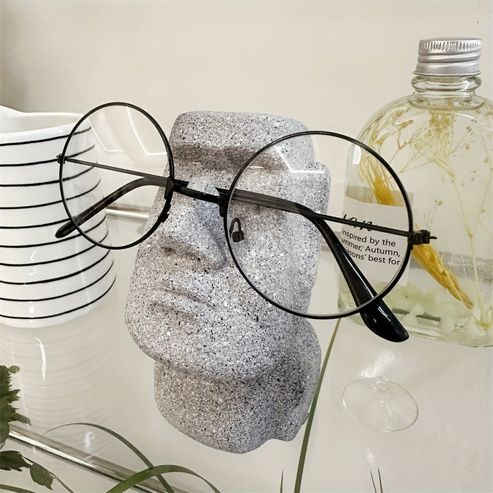 1pc Whimsical Easter Island Stone Glasses Holder - Fashion Glasses Display Stand for Home & Office Desk Decor, Durable ABS Resin Eyewear Organizer