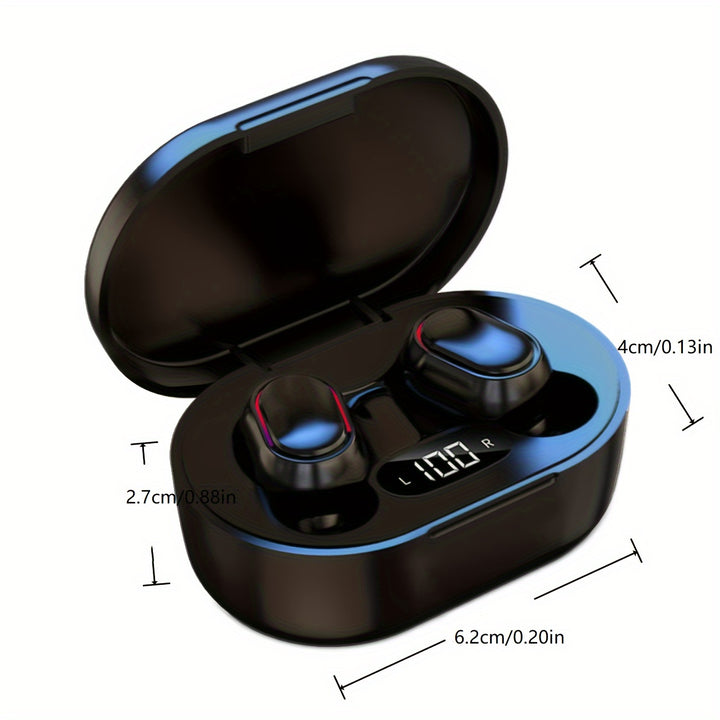 Wireless Earbuds with LED Display - Touch Control, USB-C Charging, Ideal for Gaming & Music (Black)