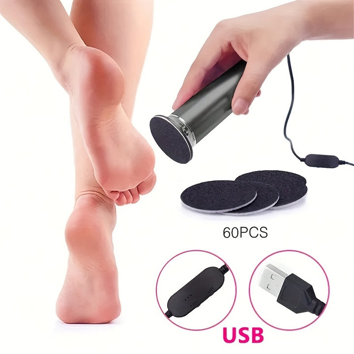 [60pcs Sandpaper Electric Callus Remover] Electric Foot Callus Remover, Adjustable Speed Pedicure Machine With 60pcs Sandpaper Disk, Metal Exfoliating Tool For Men And Women, Foot Care For Dead Skin And Hard Callus Removal