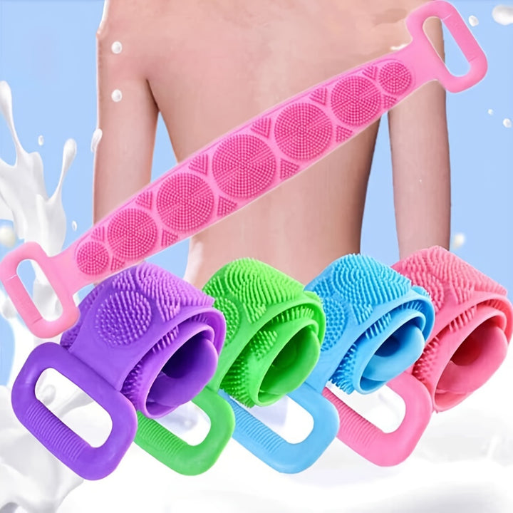Silicone Body Scrubber Bath Brush, Exfoliating Shower Brush Bath Belt With Extra Long Strip And Handle For Easy Back Exfoliating, Rubbing Mud & Ash From Body Back, Skin-friendly, Soft And Comfortable