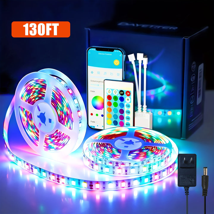 25/50/53/100/130/200ft Extra Long Smart LED Strip Lights, RGB LED Lights with App And Remote Control, Timing&dimmable, Music Sync Color Changing Lights, DIY
