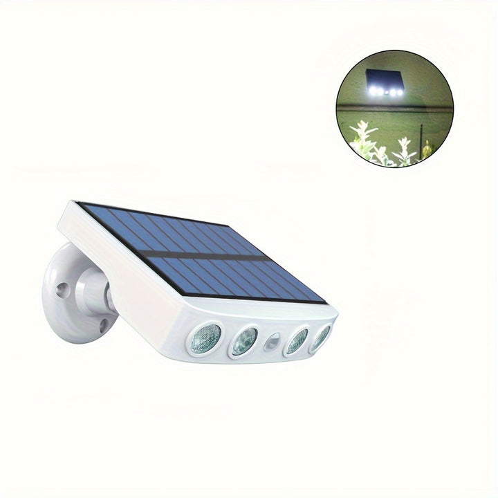 LED Solar Outdoor Lights - 1pc, Motion Sensor, 4 LED Security Lights with 3 Modes, Built-in 18650 Lithium Battery for Garden Wall Night Work