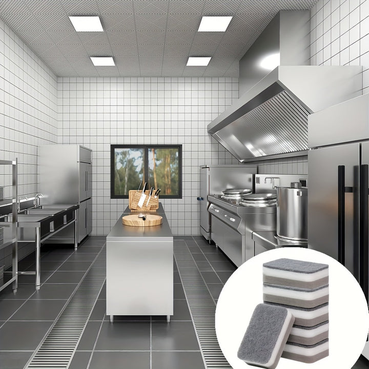 6/12-Piece Heavy-Duty Double-Sided Cleaning Sponge Kit - Effective for Tough Household Scrubbing, Gentle on Dishes, and Perfect for Commercial Cleaning Services - Reusable, Absorbent, and Easy to Clean!