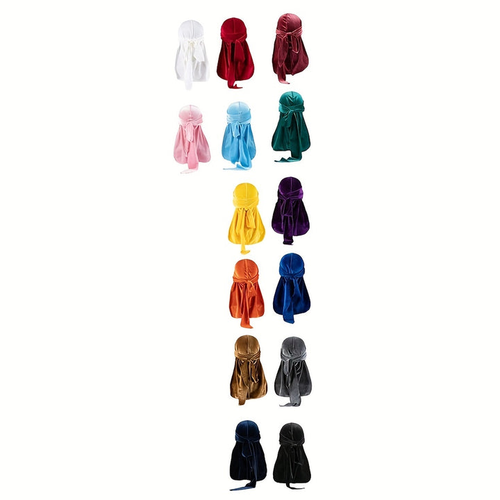 Durags en velours pour hommes - Longue queue, brillant, bonnet pour cheveux stylés